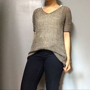 EILEEN FISHER V-Neck Short Sleeve Linen Tunic Top